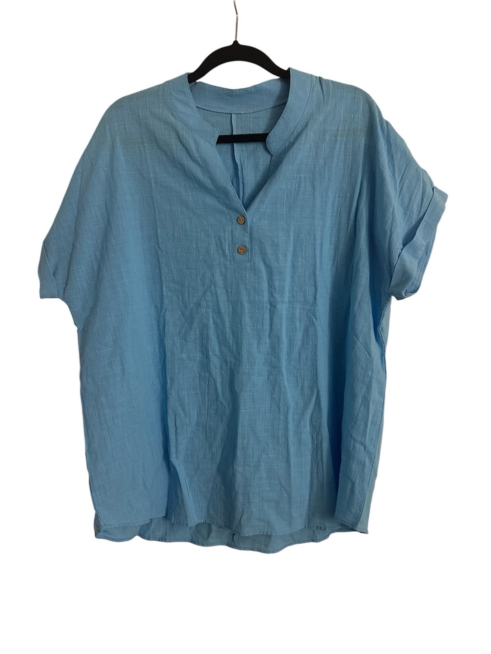 ⚡️ Light Blue Short-Sleeve Henley Shirt P2P 26.5